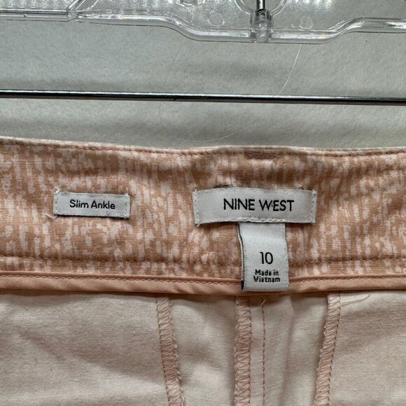 Nine West Pants Womens 10 Slim Ankle Printed Trouser Stretch Cotton Blend Orange - Picture 7 of 11